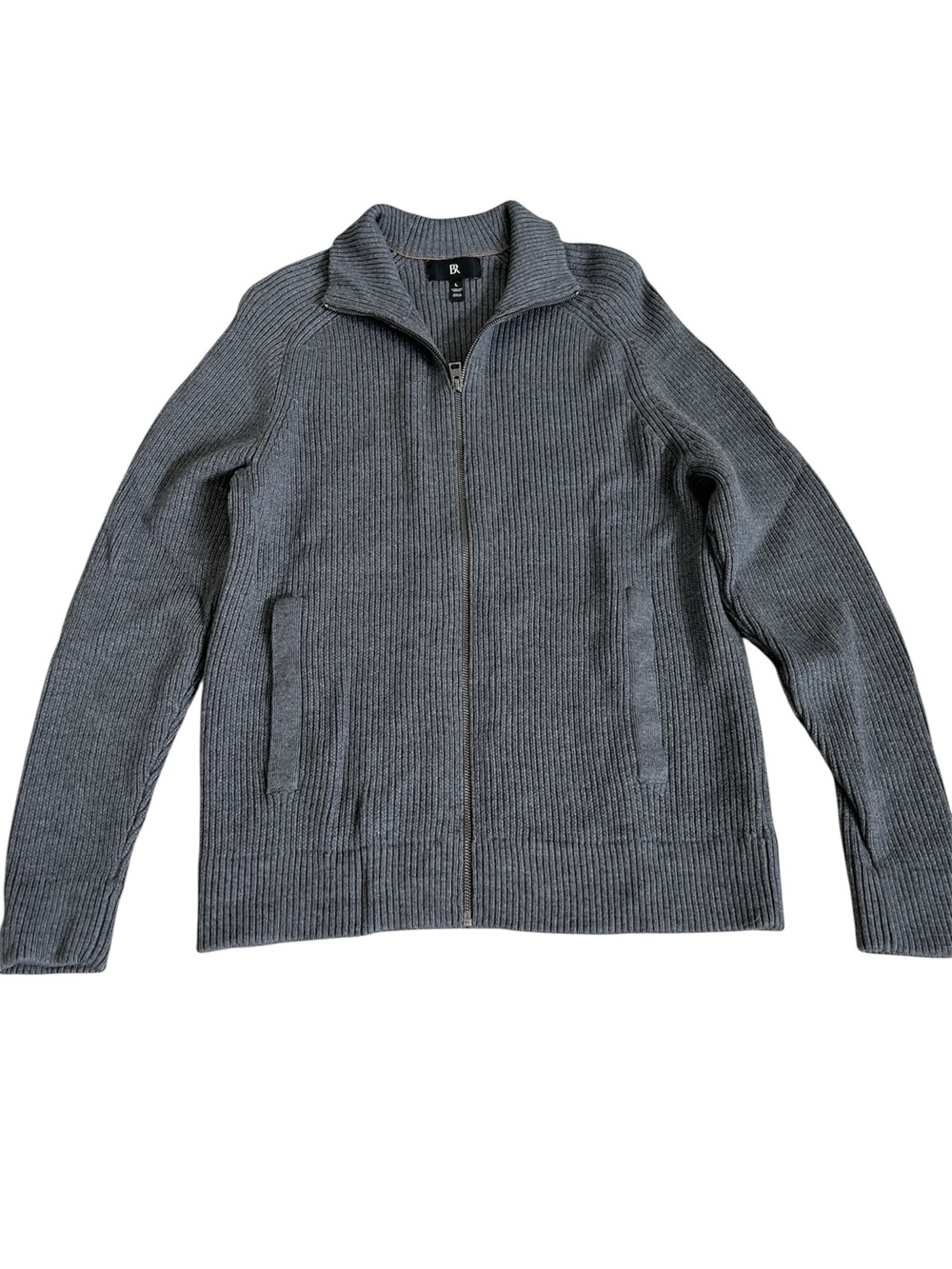 Banana Republic Sante Merino Wool Full Zip Sweater Jacket Men L Gray Minimalist
